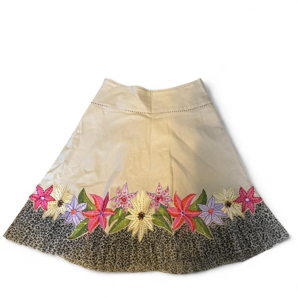 Floral Embroidered Tan Skirt - Picture 2 of 7